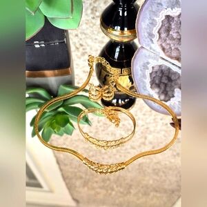 Vintage Avon Rhinestone Accented Frontal Braid 3 Piece Set Gold Tone